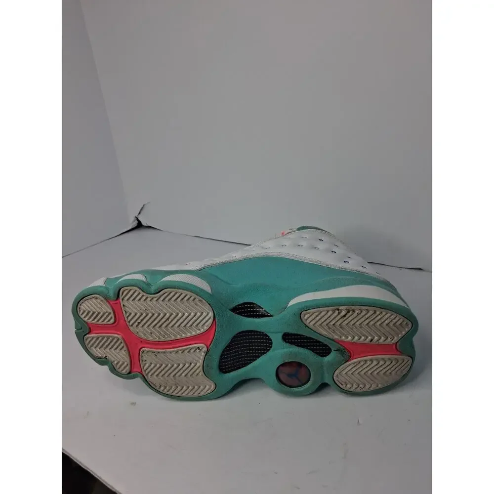 Air Jordan 13 GS Aurora Green Pink White Youth Basketball Shoes 439358-100 5Y